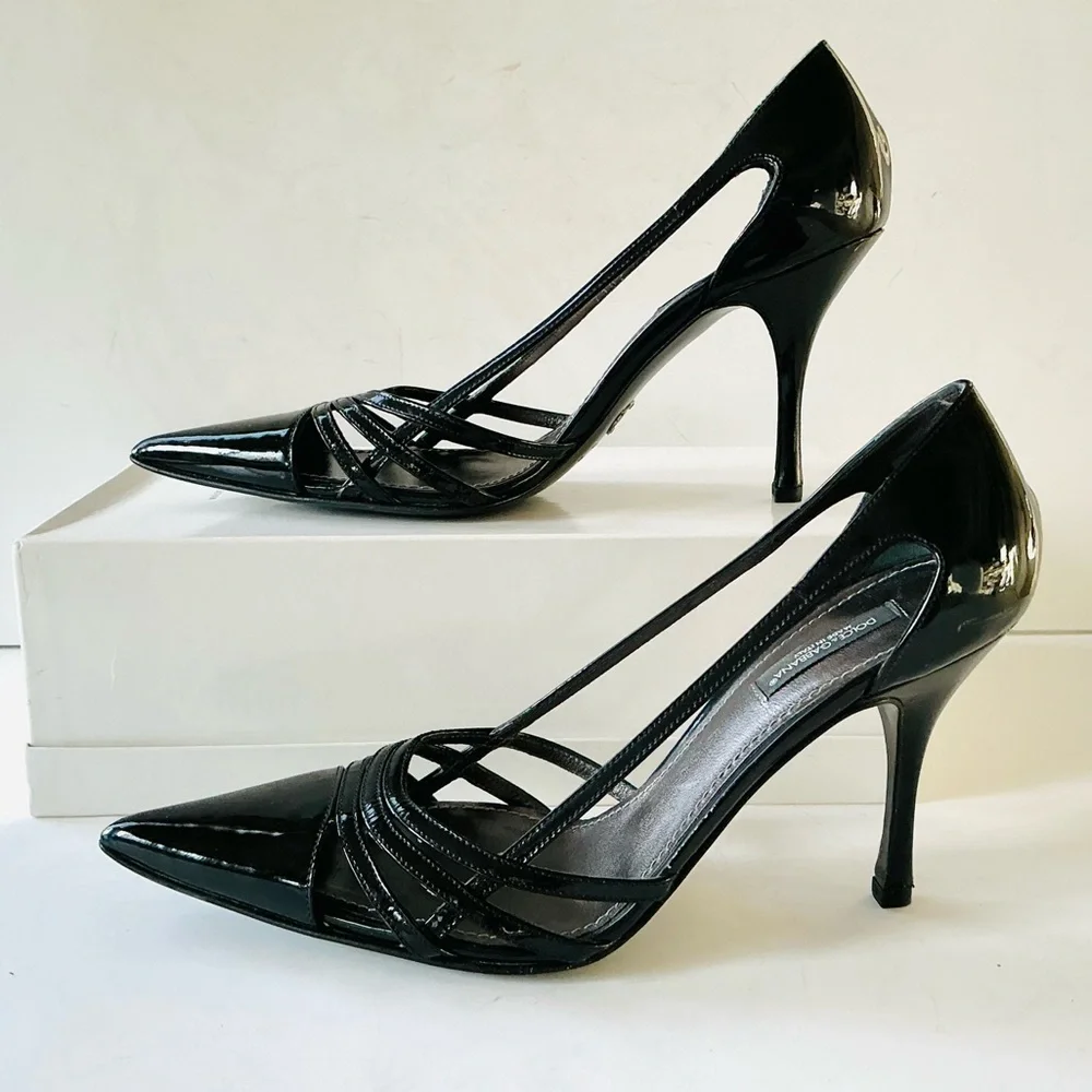 Dolce & Gabbana black patent heels 38